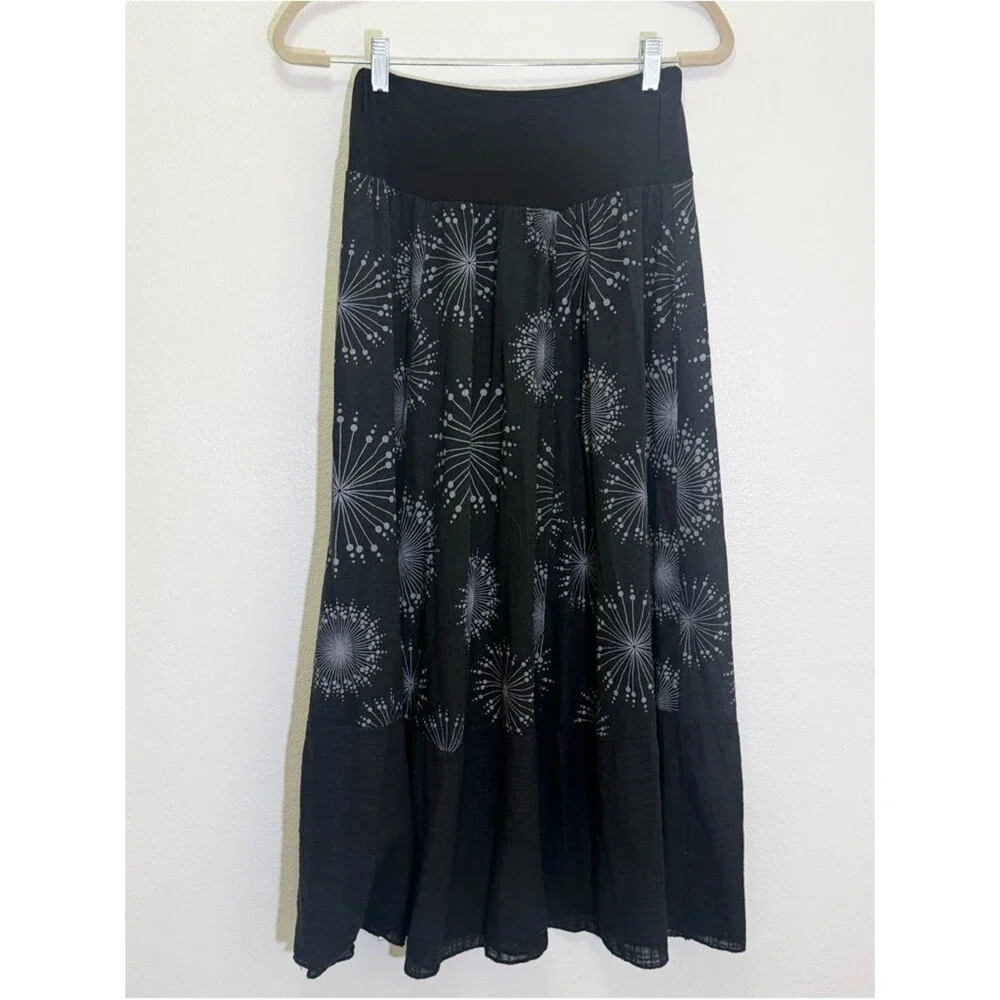 Made in Italy - Black Linen Midi Skirt - US size S/M